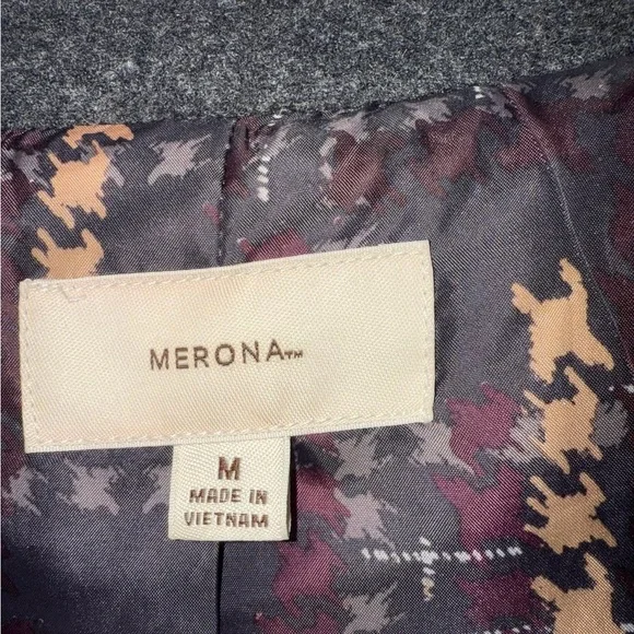 Merona Charcoal Belted wool blend Coat - Picture 3 of 8